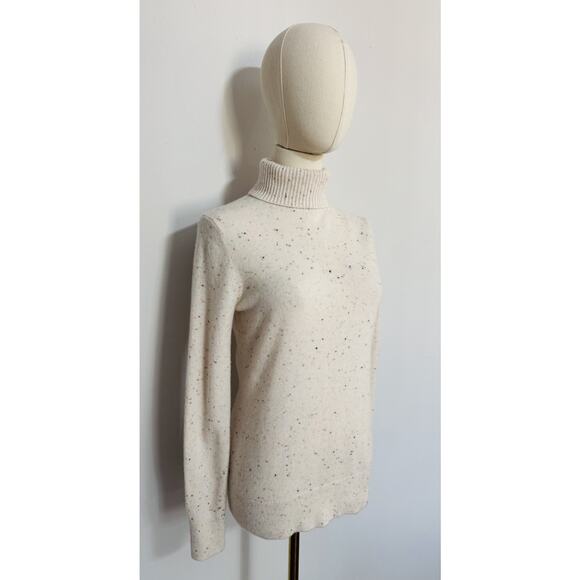 Lands’ End Women Size Xs Cashmere Turtleneck Sweater Fresh Ivory Rainbow Donegal - Picture 8 of 14